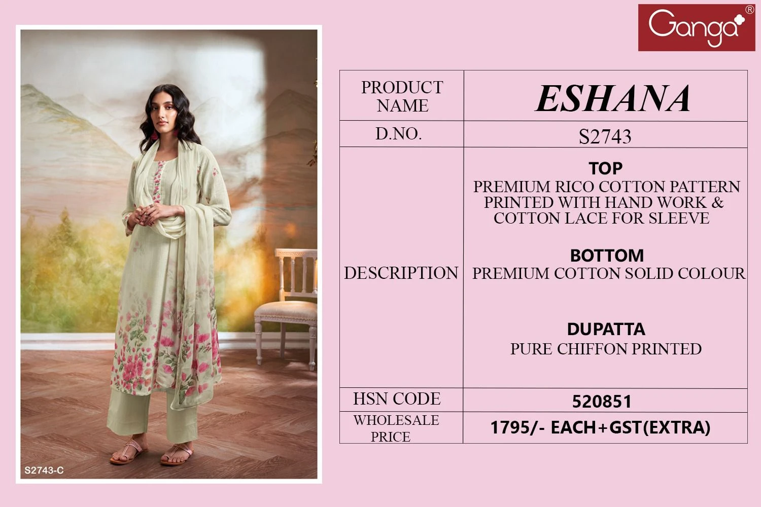Ganga Eshana 2743 Premium Cotton Printed Wholesale Fancy Salwar Suit Catalog — Wholesale Salwar Suits, Ganga wholesale from Surat — Photo 5